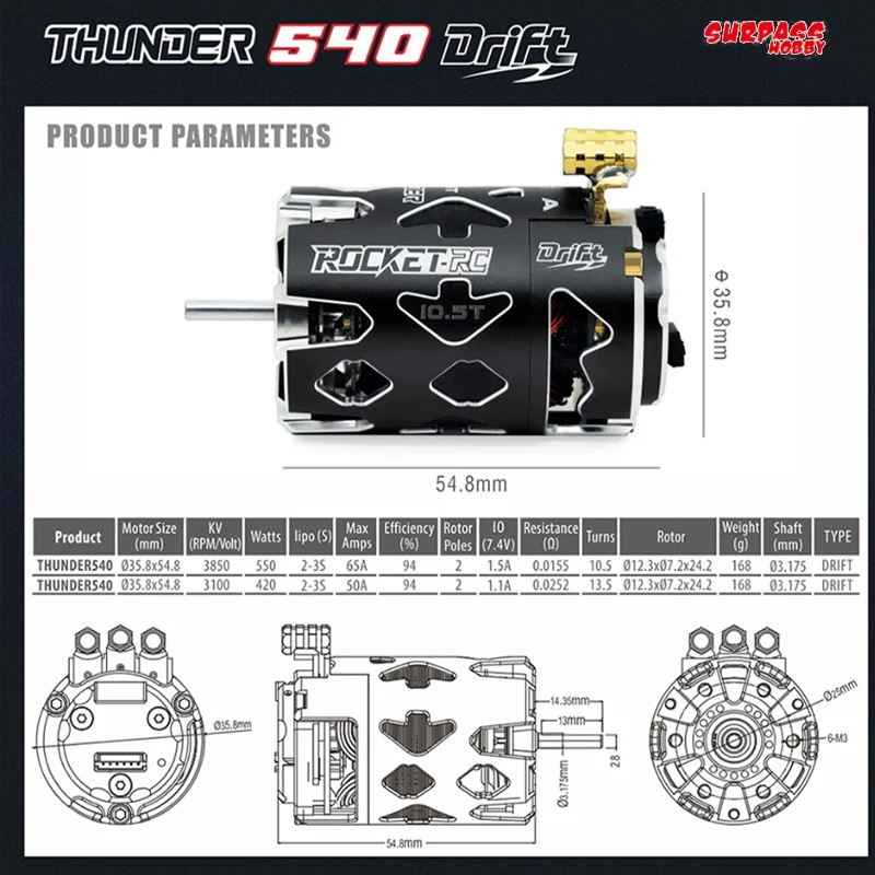 Motor Surpass Hobby Rocket-RC  - Brushless Motor Sensored 10.5T 13.5T avaliação e preço