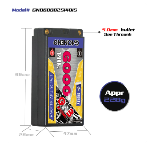 Bateria LiPo GNB 6000mAh 2S 7. - Lipo Battery 2S 7.4V Shorty Pack avaliação e preço
